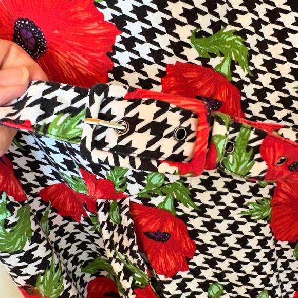 Voodoo Vixen Pin Up Girl Houndstooth Poppy Belted Fit & Flare Dress SZ‎ Plus 3X - Picture 3 of 14